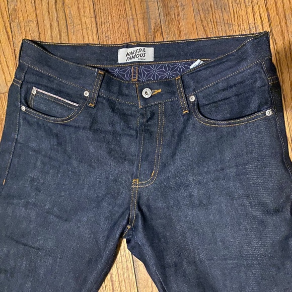 Naked & Famous Asanoha Kimono Print Selvedge Indigo Jeans